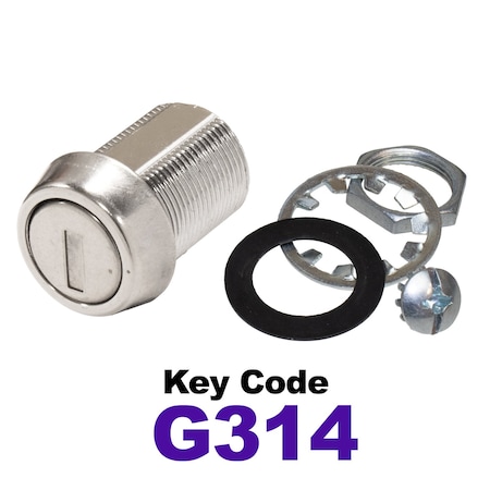 Global RV SS Compartment Lock, Cam/Blade Style, 7/8in Threaded Barrel, Blades not Included, Keyed to G314 CLB-314-78-SS